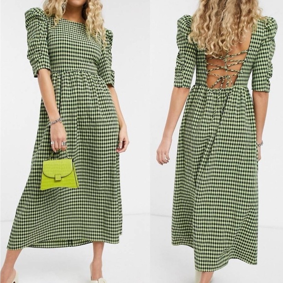 ann taylor green polka dot dress In Your Happy Place Green Plaid Dress – Shop the Mint